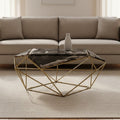 Orsina Petrified Wood Coffee Table | Dark Stone & Gold Geometric Base