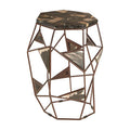 Orsina Relic Side Table – Dark Petrified Wood & Brass Geometric Frame