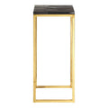 Orsina Petrified Wood Side Table – Square Stone Top with Brass Base