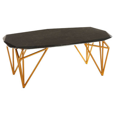 Orsina Relic Black Marble Coffee Table with Gold Iron Legs