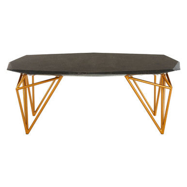 Orsina Relic Black Marble Coffee Table with Gold Iron Legs