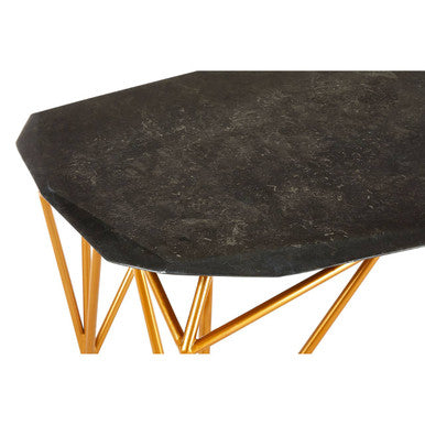 Orsina Relic Black Marble Coffee Table with Gold Iron Legs