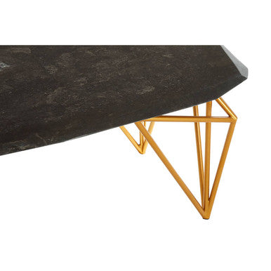 Orsina Relic Black Marble Coffee Table with Gold Iron Legs