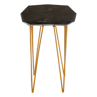 Orsina Small Black Marble Side Table – Gold Iron Legs End Table