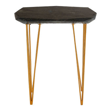 Orsina Small Black Marble Side Table – Gold Iron Legs End Table