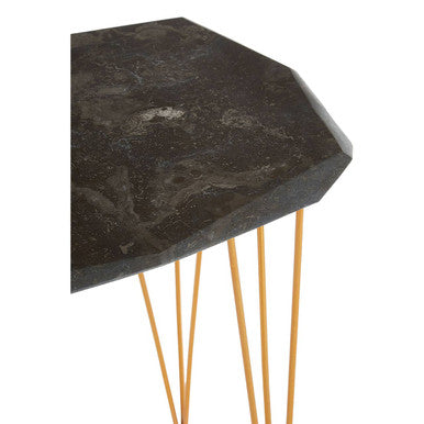 Orsina Small Black Marble Side Table – Gold Iron Legs End Table