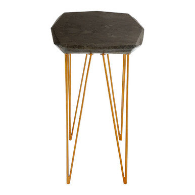 Orsina Black Marble Side Table – Rectangular Top with Gold Iron Legs