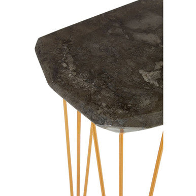 Orsina Black Marble Side Table – Rectangular Top with Gold Iron Legs