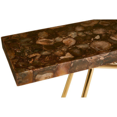 Orsina Agate Console Table | Gold Brass Finish Narrow Entryway Table