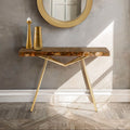 Orsina Agate Console Table | Gold Brass Finish Narrow Entryway Table
