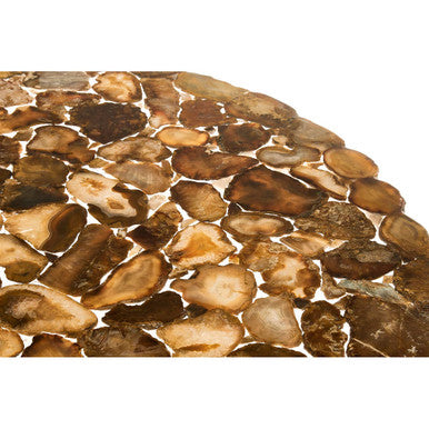 Orsina Relic Round Agate Coffee Table | Silver Stainless Steel Base