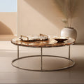 Orsina Relic Round Agate Coffee Table | Silver Stainless Steel Base