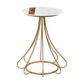 Orsina White Marble and Agate Side Table with Gold Tapered Legs