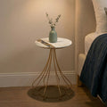 Orsina White Marble and Agate Side Table with Gold Tapered Legs