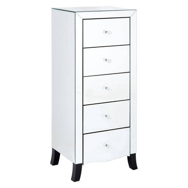 Orsina Graciela Mirrored 5 Drawer Chest with Glass Handles