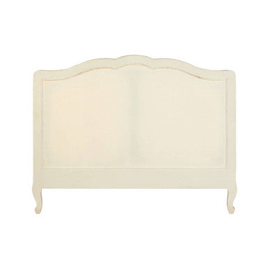 Orsina Loire White Double Bed – Distressed Bayur Wood & Upholstered