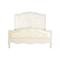 Orsina Loire White Double Bed – Distressed Bayur Wood & Upholstered