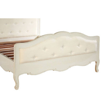 Orsina Loire White Double Bed – Distressed Bayur Wood & Upholstered