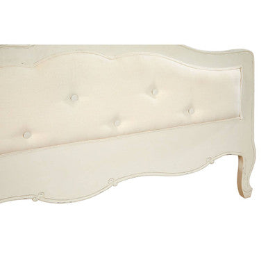 Orsina Loire White Double Bed – Distressed Bayur Wood & Upholstered