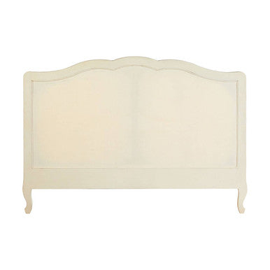 Orsina Loire White King Size Bed – Distressed Bayur Wood & Upholstered