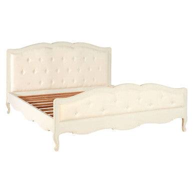 Orsina Loire White Super Kingsize Bed | Distressed Bayur Wood