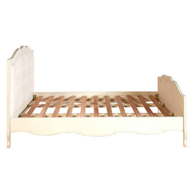 Orsina Loire White Super Kingsize Bed | Distressed Bayur Wood