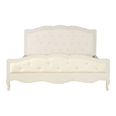 Orsina Loire White Super Kingsize Bed | Distressed Bayur Wood