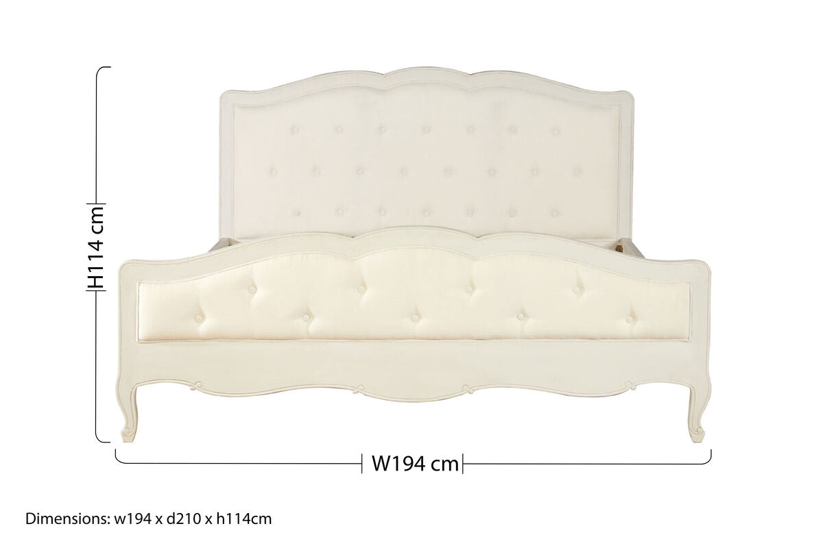Orsina Loire White Super Kingsize Bed | Distressed Bayur Wood
