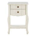 Orsina Loire White Wooden 2-Drawer Bedside Table | Distressed Wood