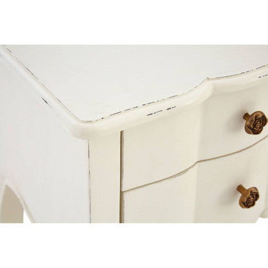 Orsina Loire White Wooden 2-Drawer Bedside Table | Distressed Wood