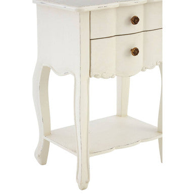 Orsina Loire White Wooden 2-Drawer Bedside Table | Distressed Wood