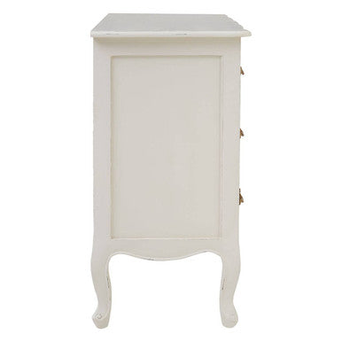 Orsina Loire 3 Drawer White Chest – Distressed Bayur Wood Dresser