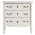 Orsina Loire 3 Drawer White Chest – Distressed Bayur Wood Dresser