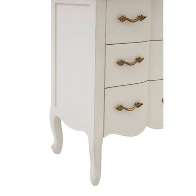 Orsina Loire 3 Drawer White Chest – Distressed Bayur Wood Dresser