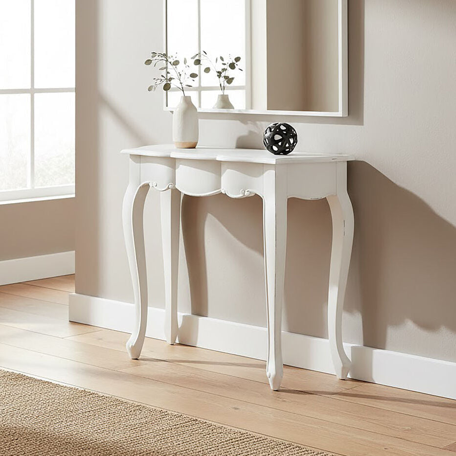 Orsina Loire White Console Table – Rustic Bayur Wood Entryway Table