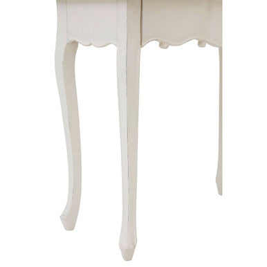 Orsina Loire White Dressing Table with Mirror – Carved Bayur Wood
