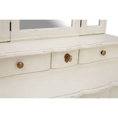 Orsina Loire White Dressing Table with Mirror – Carved Bayur Wood
