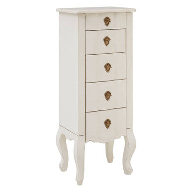 Orsina Loire 5 Drawer Small White Chest – Distressed Bayur Wood