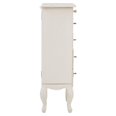 Orsina Loire 5 Drawer Small White Chest – Distressed Bayur Wood