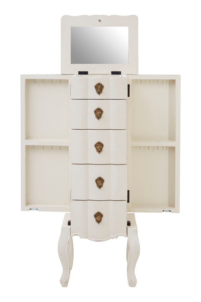 Orsina Loire 5 Drawer Small White Chest – Distressed Bayur Wood