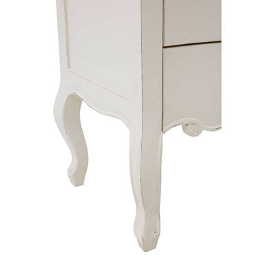 Orsina Loire 5 Drawer White Chest – Distressed Wood Bedroom Dresser