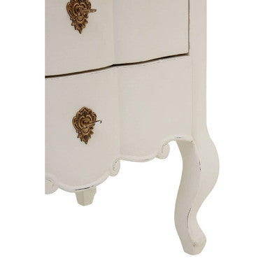 Orsina Loire 5 Drawer White Chest – Distressed Wood Bedroom Dresser