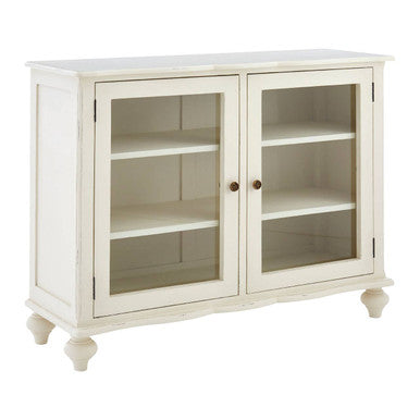 Orsina Loire 2-Door Display Cabinet | White Bayur Wood French Country