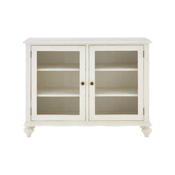 Orsina Loire 2-Door Display Cabinet | White Bayur Wood French Country