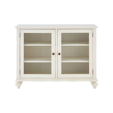 Orsina Loire 2-Door Display Cabinet | White Bayur Wood French Country
