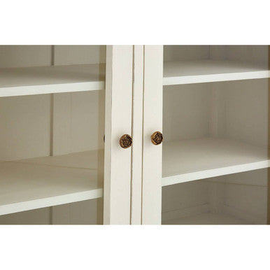 Orsina Loire 2-Door Display Cabinet | White Bayur Wood French Country