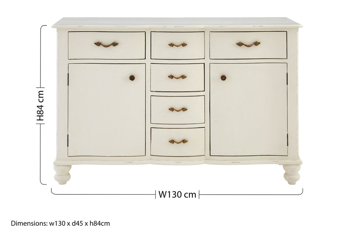 Orsina Loire White Sideboard – 6 Drawer Traditional Storage Cabinet