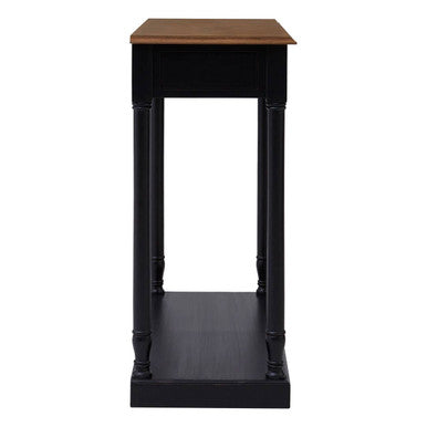 Orsina Loire Black Console Table | Natural Wood Top & Brass Handles