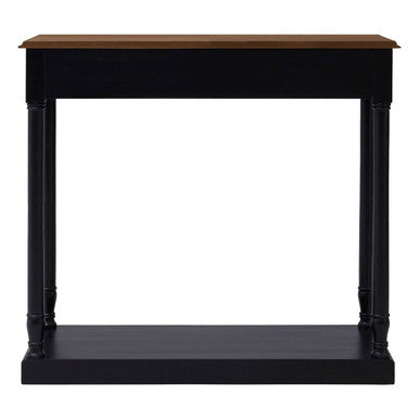 Orsina Loire Black Console Table | Natural Wood Top & Brass Handles