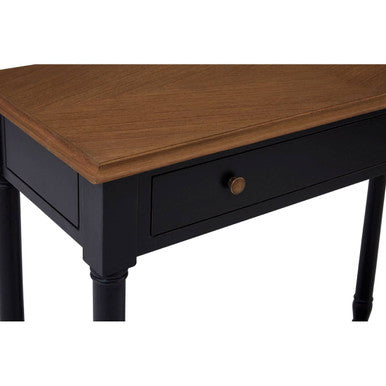 Orsina Loire Black Console Table | Natural Wood Top & Brass Handles
